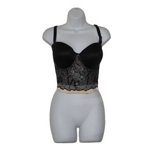 A5 NWT LE MYSTERE Black & Nude Laced Sensuelle Bustier Bra Size 38D